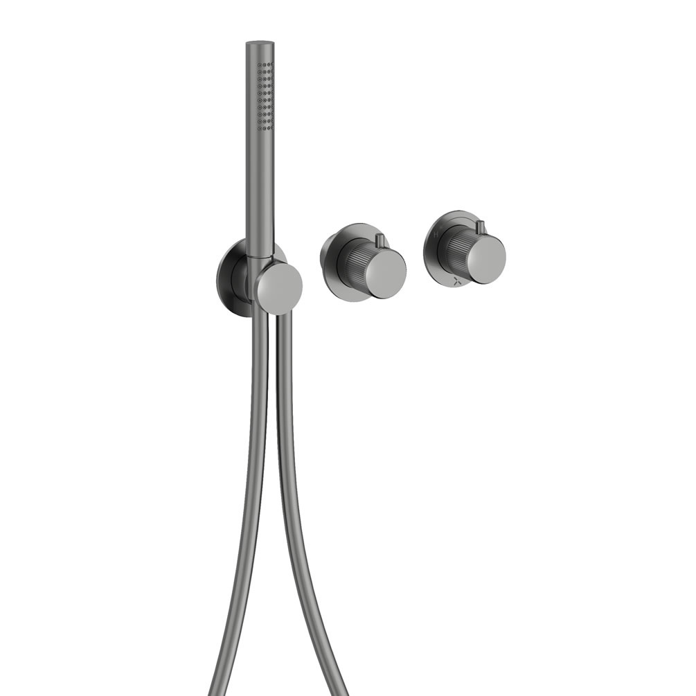 Cutout image of Crosswater Module 3ONE6 Stainless Slate Triple Outlet Shower Valve & Handset